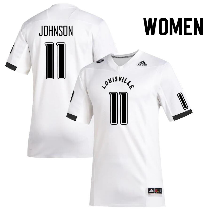 Women #11 Jamari Johnson Louisville Cardinals College Football Jerseys Stitched Sale-White